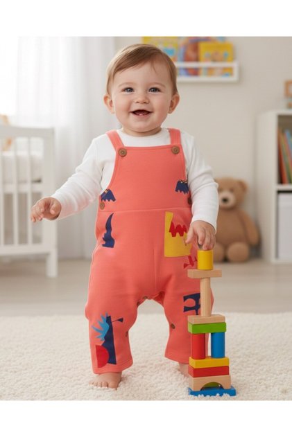 Baby Boy Printed, Salopet / Gardener Jumpsuit and Underwear Set 6-9-12-18-24 Months