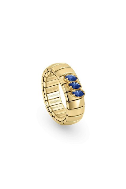 XTE S Ring TRIPTYCH in stainless steel, silver with stones and cz GOLD BLUE GOLD