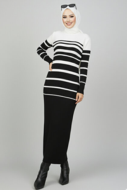 6107 Turtleneck Knitwear Dress Ecru