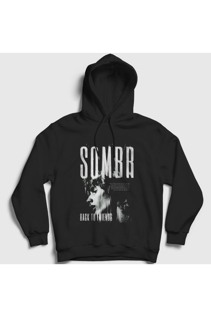 Unisex Black Back to Friends Poster Sombr Hooded Sweatshirt 590947Tt