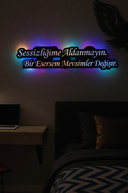 LED Işıklı Dekoratif Duvar Tablosu Motivasyon, Atarlı & Anlamlı Söz Tasarımları