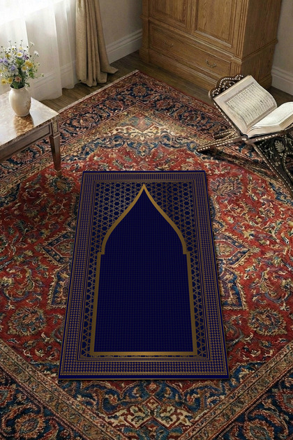Non-Slip Sole Faux Fur Soft Prayer Rug 75x120 cm Stain Resistant Cushioned Prayer Mat