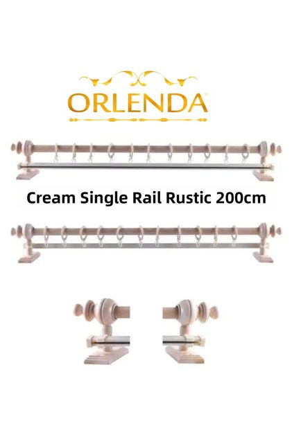 Maple Wooden Rustic Curtain Hanger - Single Rail Rustic Pipe 200 Cm