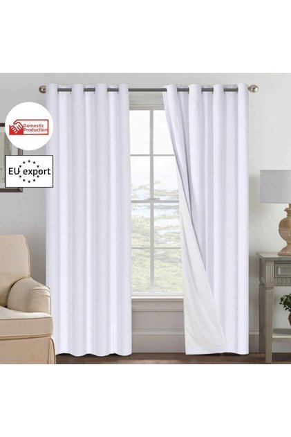 Polar White Linen Blackout Rustic Eyelet Blackout Linen Thermal Layered Blackout Sunshade