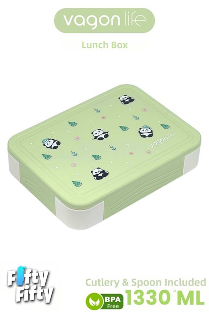 1330 ml Single Layer 6 Compartment Children's Lunch Box with Fork / Spoon / Sauce Bowl -Ffb1265