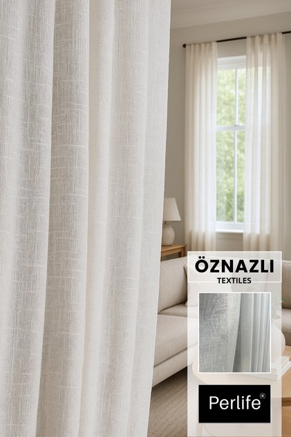 Linen Armure Tulle Curtain – Textured – Heavily Pleated | Measure Your Full Height and Write It to the Seller as a Question!