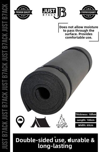 # Camping Mat with Carrying Strap Waterproof Double-Sided Non-Slip Tent Sleeping 10mm Black Camping Floor Cushion