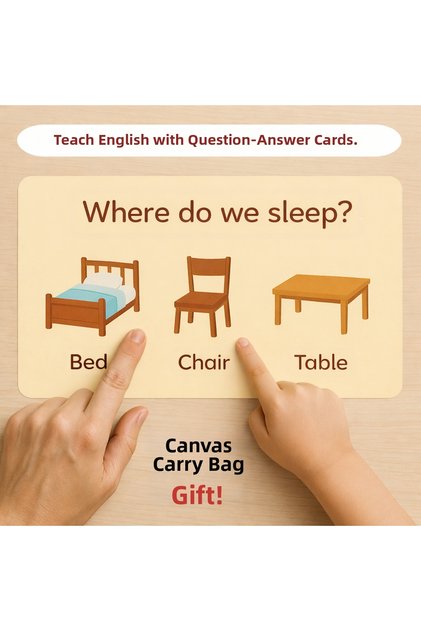 English Question and Answer Cards for Children – 28 Cards, 56 Different Questions – Vocabulary Development