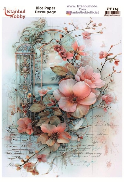 Rice Decoupage Paper 30X42Cm Pt-114 Flower