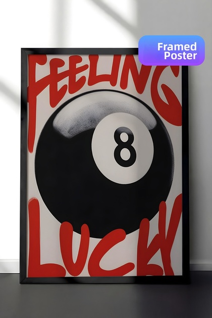 Πίνακας με μαύρο πλαίσιο, Feeling Luck, Σειρά Comfort Ζωγραφική τοίχου κουζίνας, NO:108925