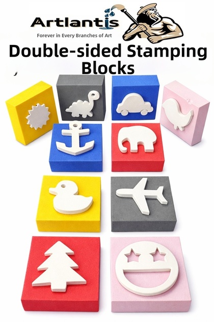Eva Sponge Printing Set 10 Pieces Double-Sided Square 1 Pack 20 Types of Printing Eva Shaped Sponge Paint Stamp Arrow
