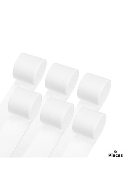 White Crepe Paper Roll, Pack of 6, Flower Making, Party, Craft Decoration Paper, 4.5 cm X 22 Meters