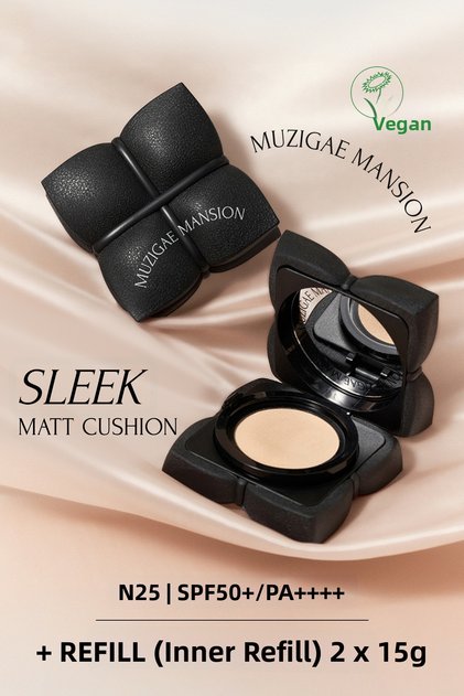 Concealer, Matte Finish Cushion + Refill Muzigae Mansion Sleek Matt Cushion Set (No.25) Spf50+/Pa++++