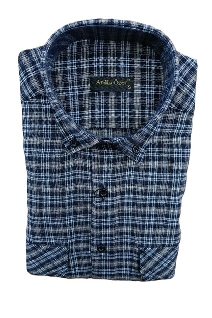 Men's Relax Fit Comfortable Cut Sports Collar Checkered Double Pocket Flap Shirt for Winter