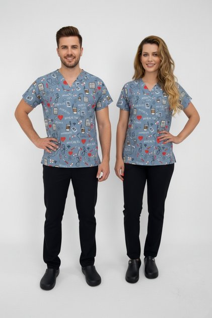Nurse Life Themed Surgical Doctor Nurse Hospital Cook Lycra Jersey Bottom Top Set