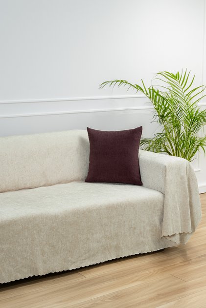 Premium Sofa Cover 175X350 Xlarge Grammage Jacquard Chenille Cream | Sofa Cover | Non-Slip