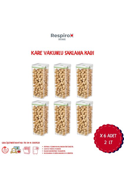 Respiroxhome 6 Adet 2 Litre Vakumlu Saklama Kabı