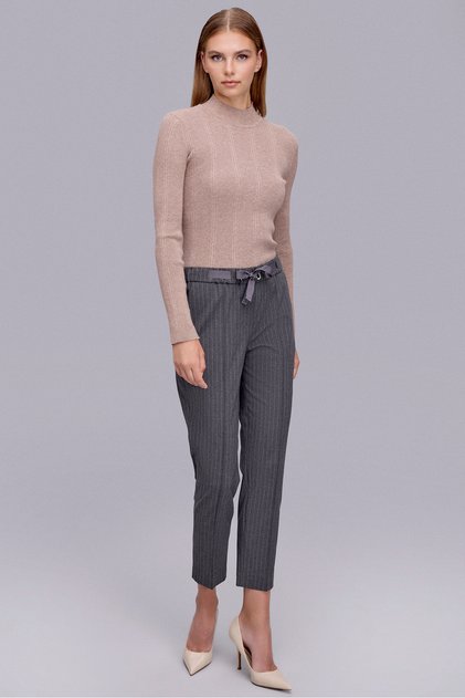 Tie-Waist Carrot Cut Striped Pants