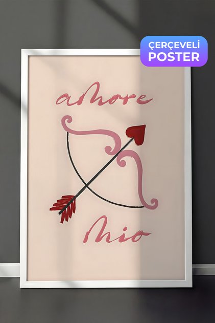 Beyaz Çerçeveli Tablo, Poster ve Çerçeve Seti,  Duvar Tablosu, Amore Mio Comfort Serisi NO:108612