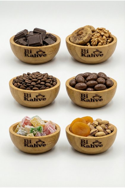6-Piece Mini Bamboo Bi Coffee Turkish Delight Container, Bamboo Turkish Delight Container, Bamboo Sauce Container, Treat Set, Gift Turkish Delight Container