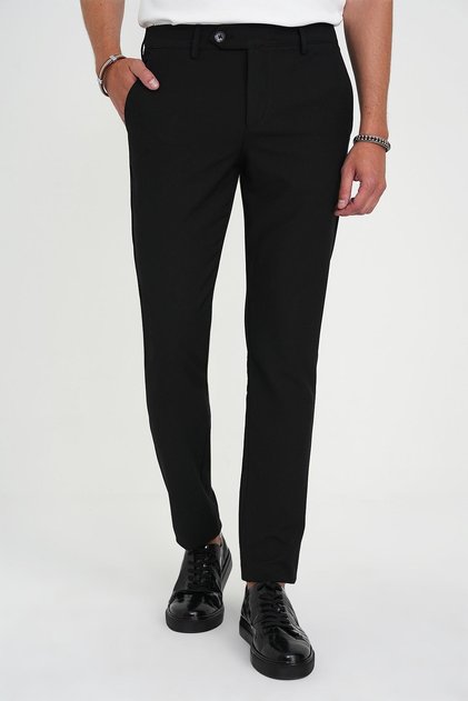 Comfort Fit Elastic Waist Textured Black Jogger Pants P 1192