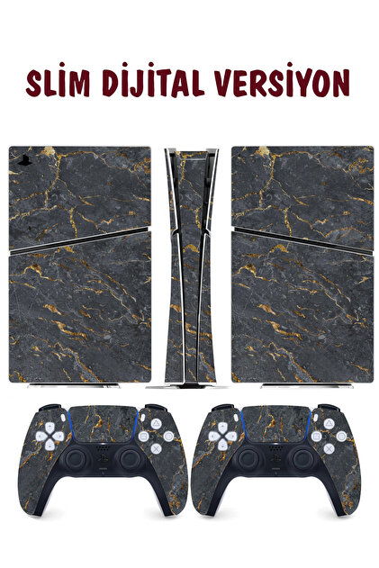 KT Decor Siyah Metal Yüzey Playstation 5 Full Sticker Kaplama Seti