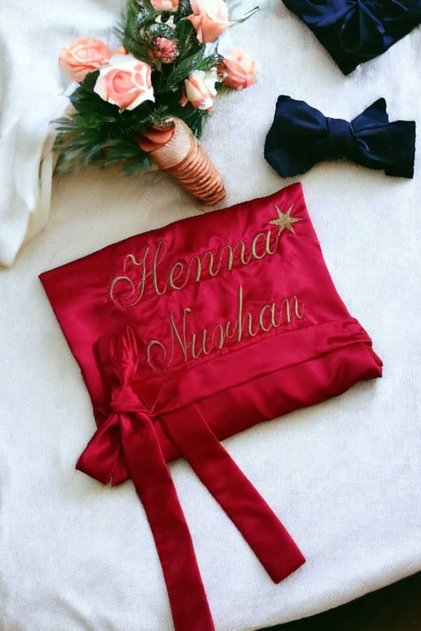Embroidery Embroidered Bride Dressing Gown, Red Bridal Dressing Gown