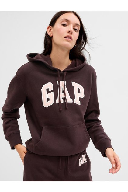Kadın Kahverengi Logo Fleece Sweatshirt