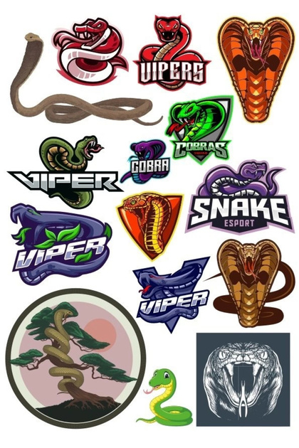 Snake Cobra Sticker-3 15 Pieces Phone, Tablet, Notebook, Laptop Sticker