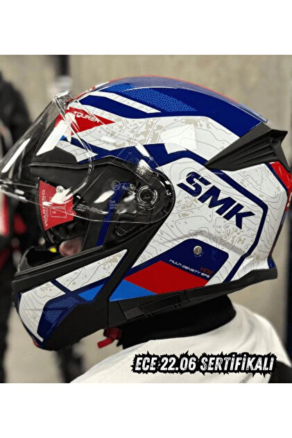 SMK Gullwing Navigator Mavi Çene Açılır Kask (ECE 22.06) (Fit