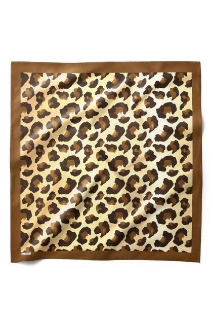 Kahve Leopar Desenli Bandana Fular 55x55