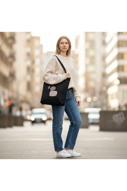 Black Cloth Bag - Gabardine Fabric - Bordglow