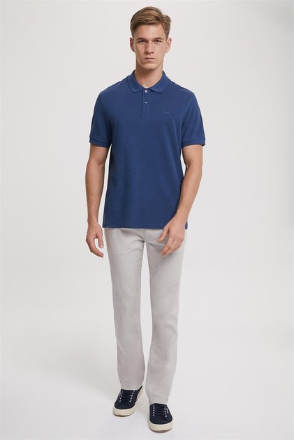 Twins Men's 100% Cotton Polo Neck T-Shirt Indigo