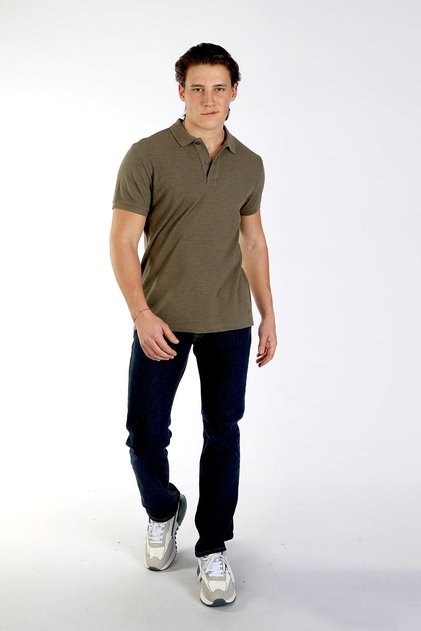 Miles Men's Pique Polo Collar T-Shirt Khaki