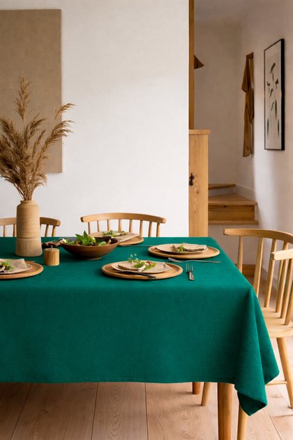 Velura Series Tablecloth Velvet Textured Petrol Green Original Broadcloth Fabric - Oyun Okey Tablecloth
