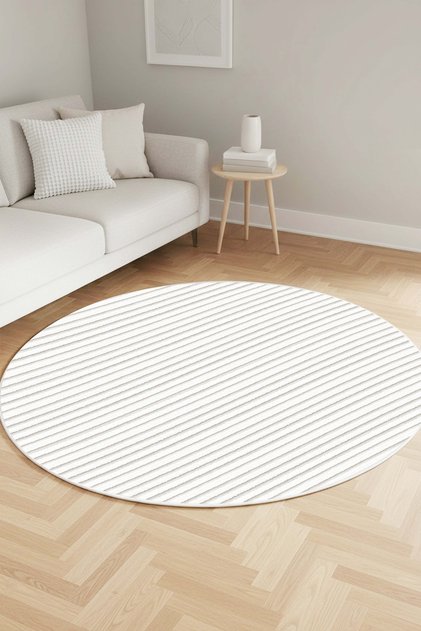 Machine Washable Non-Slip Base Stain-Resistant Digital Round Kitchen and Living Room Rug