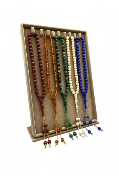 Domestically Produced Suede Fabric Nail Stand with Nails in Milky Brown Color 34/24 cm Footed Nail Stand for Prayer Beads and Jewelry