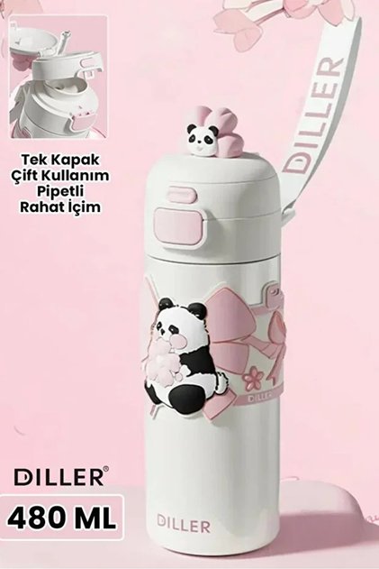 Diller D9317 480ml Dual-Use Steel Flask with Straw