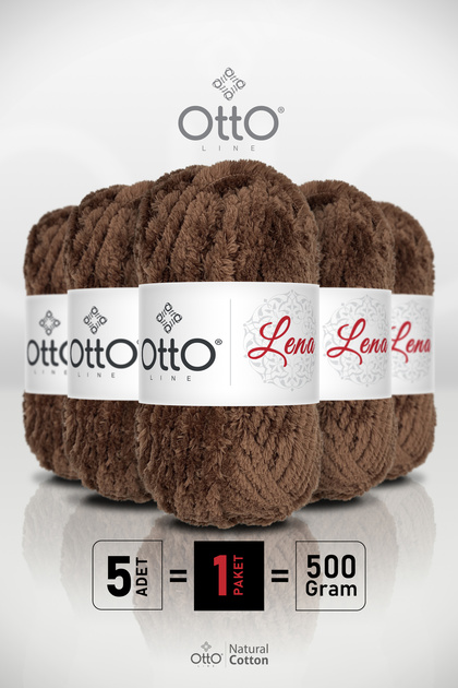 Otto Lena - Kahverengi - 5'li Paket - 100gr/75m - Foxfur Kürk İpi