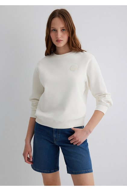 Φούτερ Patch Logo Crew Neck Ecru 1S10296-70057