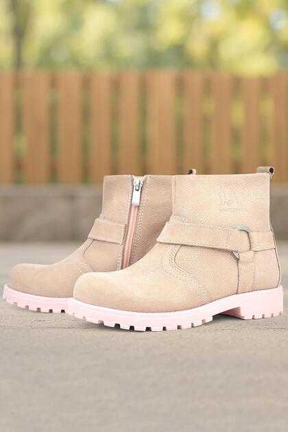 Chiron Genuine Leather Pink Zippered Baby Girl Boots