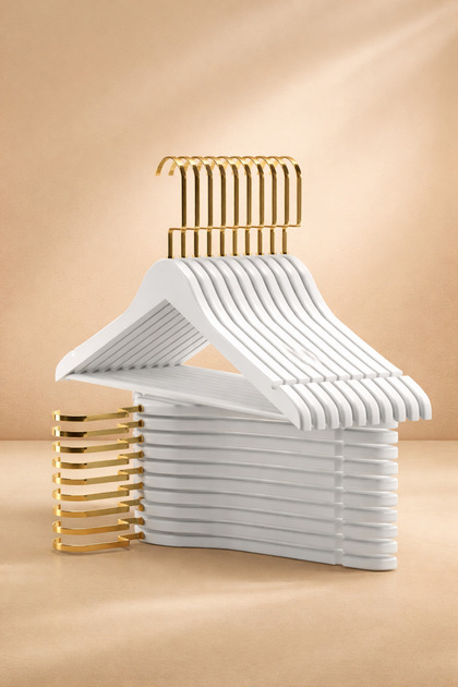 Wooden Hanger Clothes Hanger Set of 24 – Ultra Luxury Premium White Shirt Hanger Pants Hanger