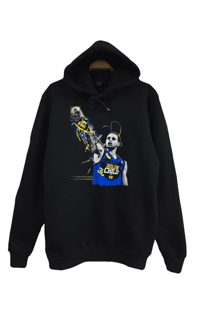 Hanorac negru unisex cu imprimeu Golden State, 100% bumbac
