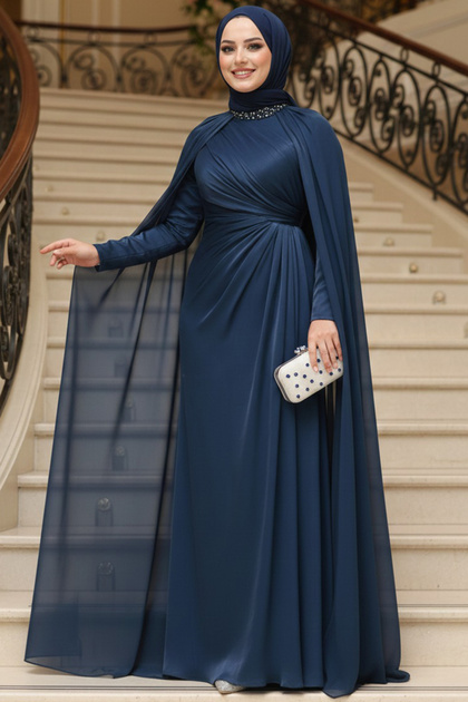 evening dress for hijabis N.S NEVA STYLE - Cape Navy Blue Hijab 54391L this luxury evening dress Color:Sand Abaya dress Kitchen Furniture Rae Lil Black Vestido