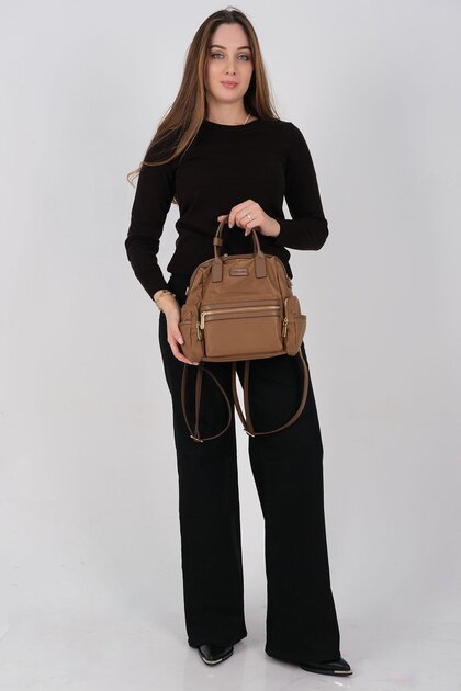 Tütün - Brown Satin Women's Backpack Sp1211
