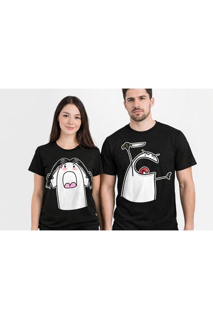 100% Cotton Dear, Couple Printed Combination T-Shirt (the Product Is Offered as a Deal)