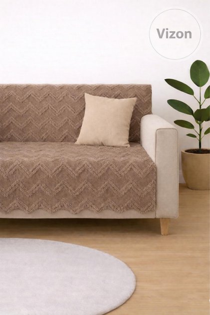 Sofa Cover 175X215 cm – Zigzag Pattern Sofa Cover, Non-Slip, Washable, Luxury Fabric Chenille Jacquard