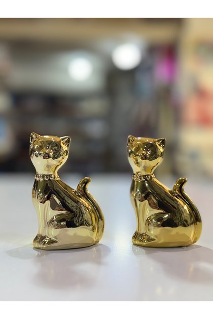 8 cm Gold Kedi Biblo tekli– Şık ve Modern Dekor Aksesuarı