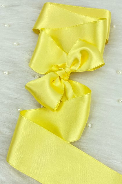 6 cm Yellow Double-Sided Satin Ribbon 10 Meters, Dowry Engagement Jewelry Special Day Gift Decoration