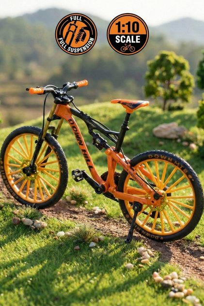 1:10 Scale Metal Body Realistic Suspension Downhill Mountain Bike - Movable Pedal and Wheel